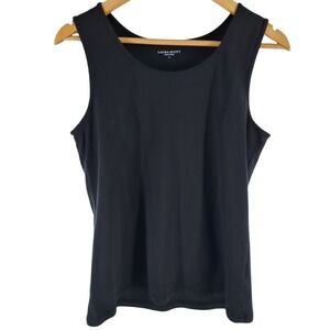 Laura Scott Womens Black‎ Cotton Scoop Neck Tank Top Sleeveless Basic Size L